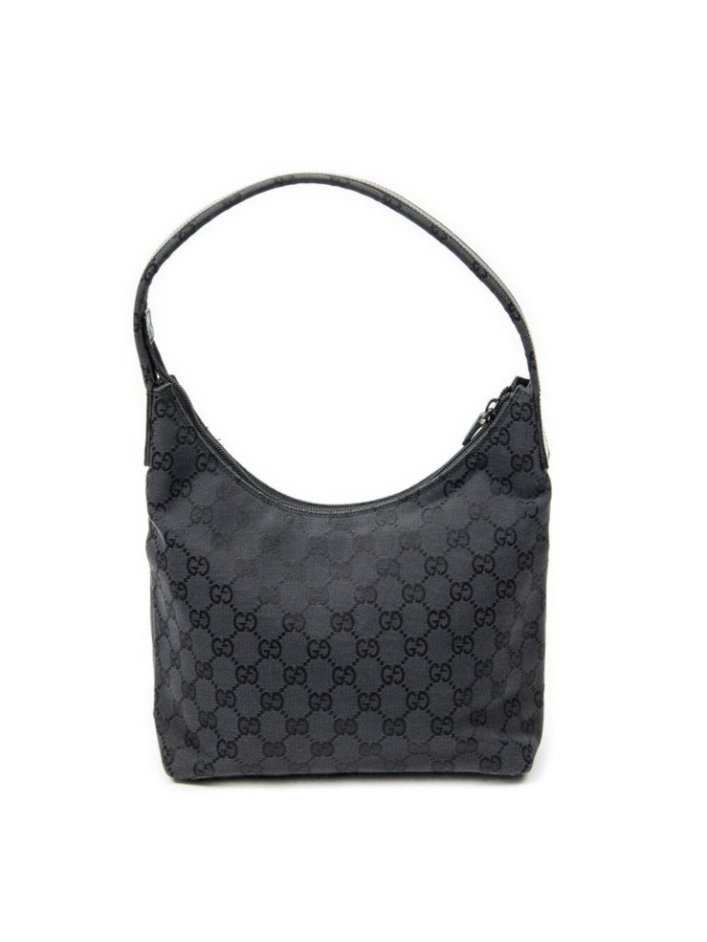 Gucci Front Slip Pocket Hobo Black GG Canvas - Picture 5 of 10